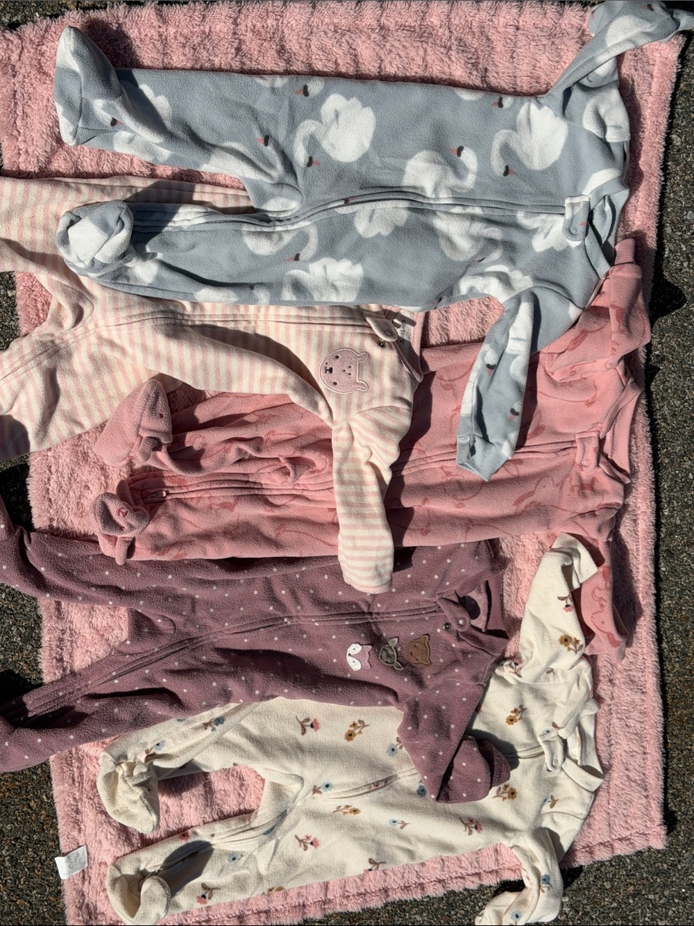 Carter's Pastel Footed Baby Rompers in Blue, Pink, Purple & Cream